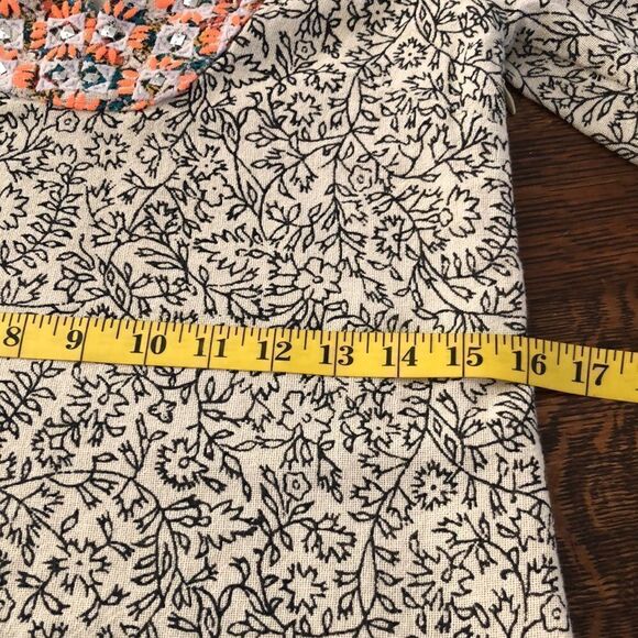 Lucky Brand Black and White Print Shift Dress With Colorful Borders and Sequins - Picture 13 of 16